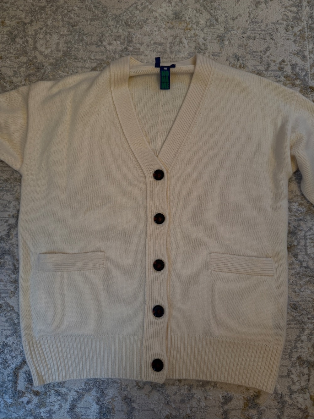 NakedCashmere Cream V-Neck Button-Front Cashmere Cardigan